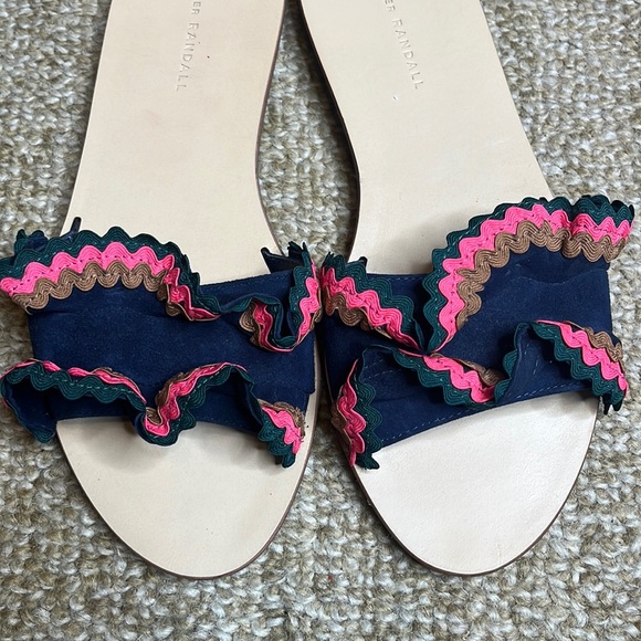 Loeffler Randall Birdie Suede Flat Ruffled Sandals in Multicolor - Picture 6 of 6